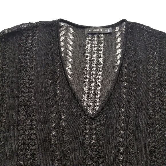 The Limited Medium Top Open Knit Metallic Sheer Short Sleeve Whimsigoth Witchy - Picture 4 of 10
